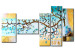 Tableau design Orient en turquoise (5 pièces) - motif zen avec un arbre étendu 48378