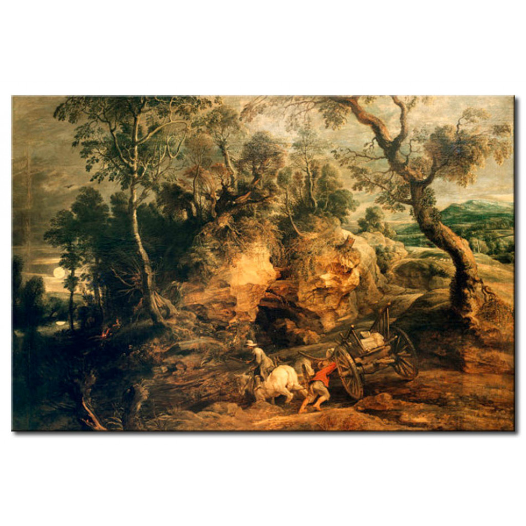 Schilderij  Peter Paul Rubens: Das Festgefahrene Fuhrwerk
