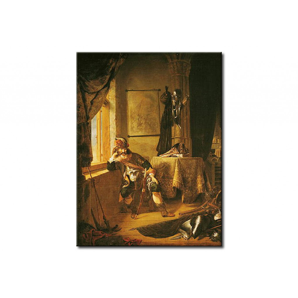 Schilderij  Rembrandt: A Warrior In Thought