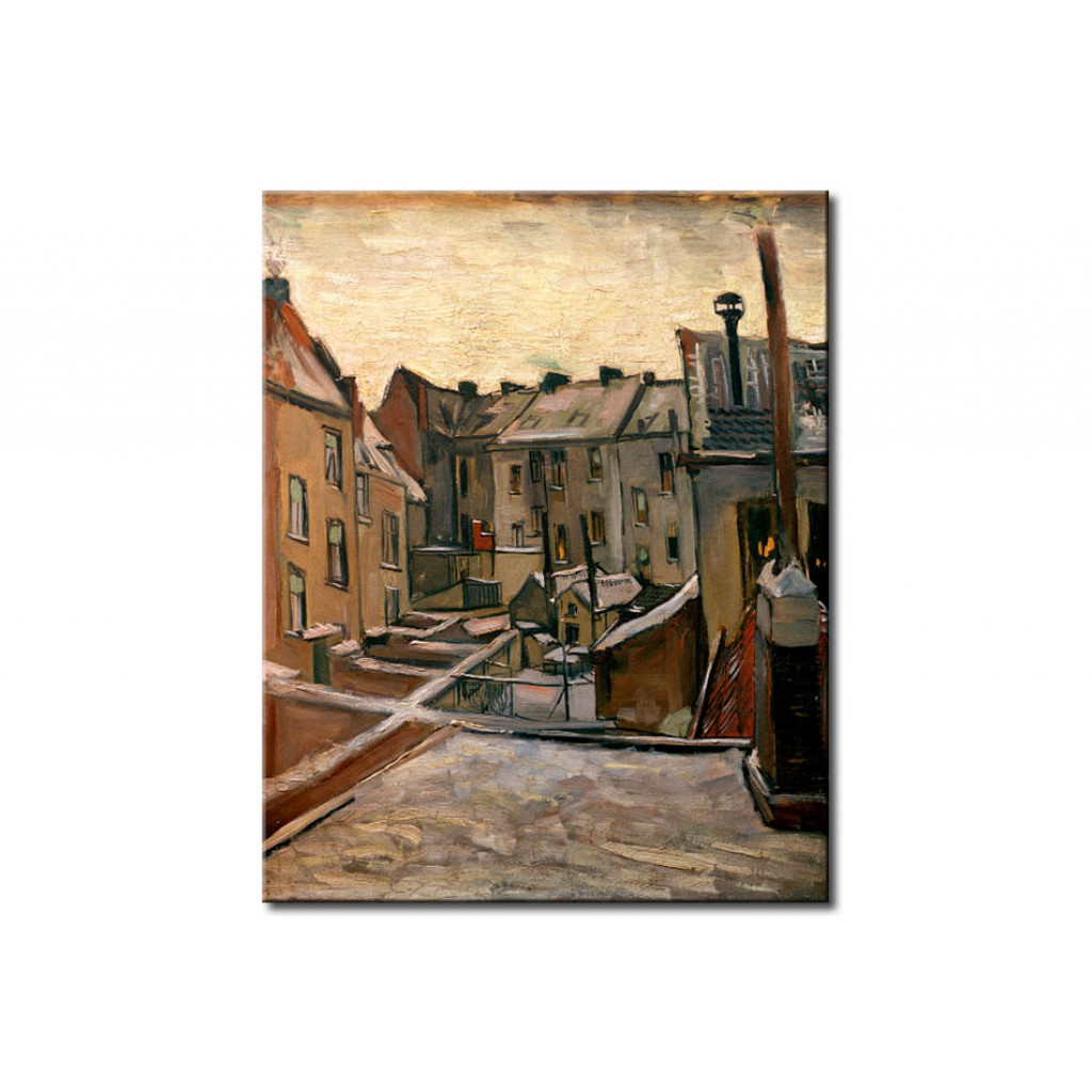 Schilderij  Vincent Van Gogh: Backyards Of Old Houses In Antwerp In The Snow