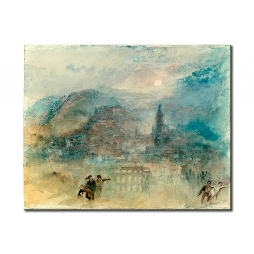 Schilderij  William Turner: Heidelberg, Mondlicht