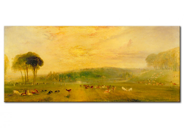 Cuadro famoso El lago, Petworth: Puesta del sol, ciervos luchando 52878