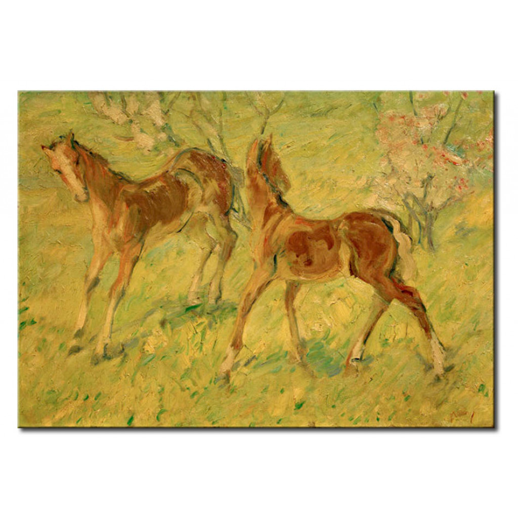 Schilderij  Franz Marc: Fohlen Auf Der Weide (Springende Fohlen)