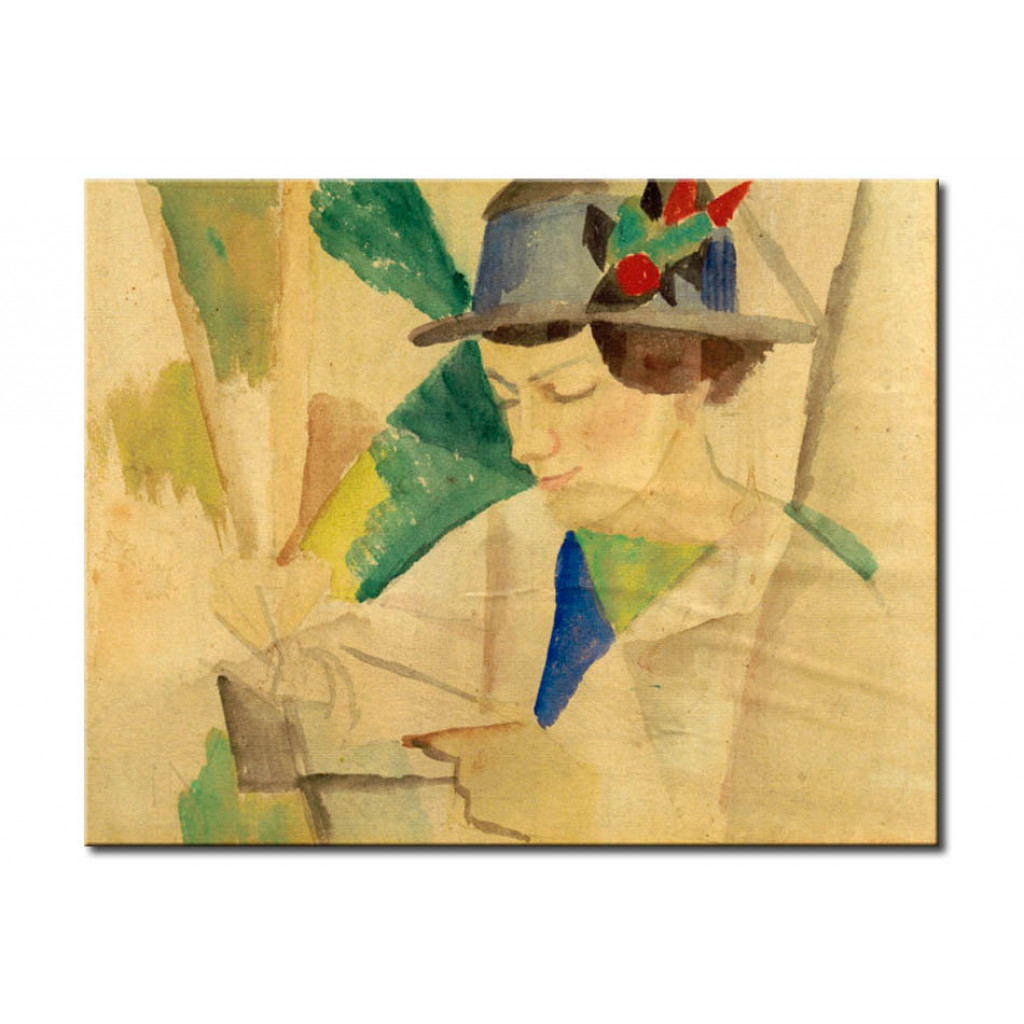 Schilderij  August Macke: The Painter's Wife, Reading