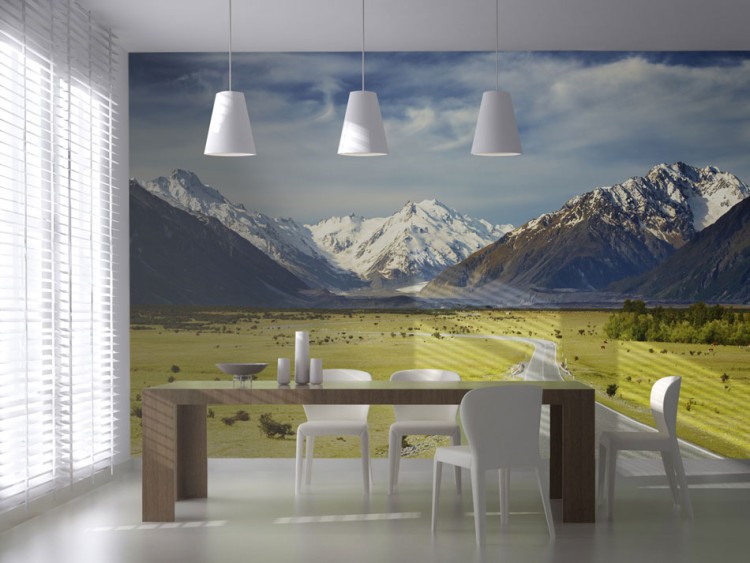 Wall Mural Southern Alps - Landscape with a Road Among High Mountains and Blue Sky 60578