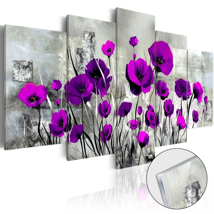 Acrylic Print Meadow: Purple Poppies 92378