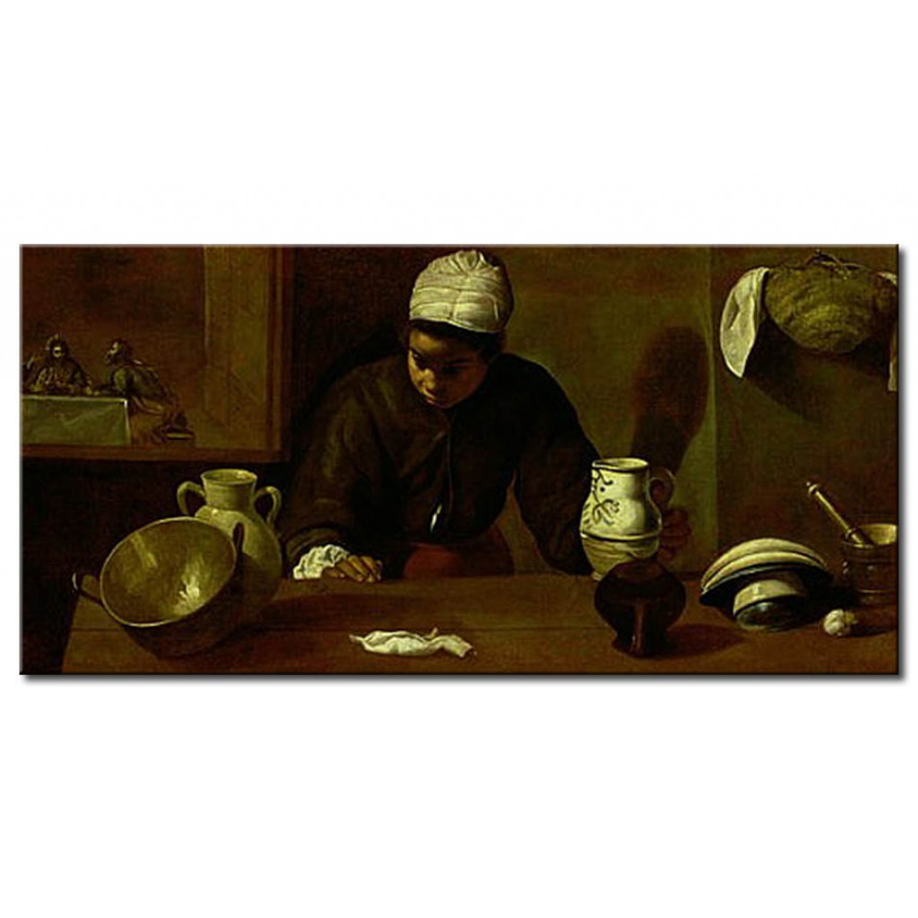 Schilderij  Diego Velázquez: Kitchen Maid With The Supper At Emmaus