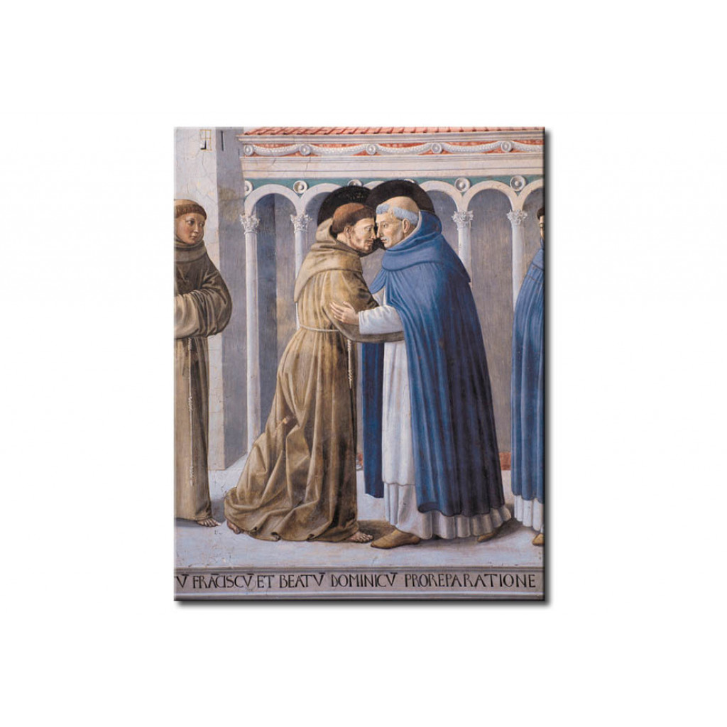 Schilderij  Benozzo Gozzoli: The Meeting Of The Two Founders Of An Order St. Francis Of Assisi And Dominic In Rome