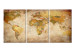 Cuadro Retro World Map (3 Parts) 121988