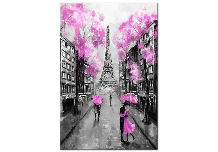 Obraz na płótnie Paryskie rendez-vous (1-częściowy) pionowy różowy