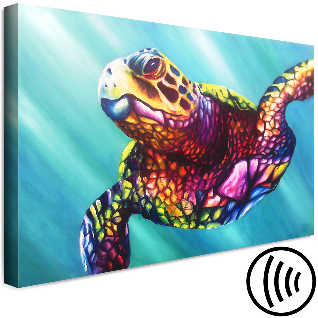 Schilderij  Gekleurde: Colourful Turtle (1 Part) Wide