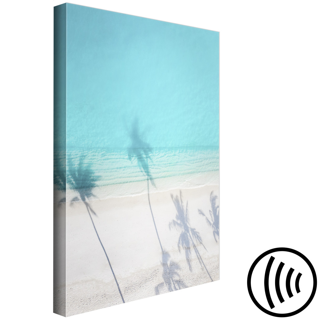Obraz Turkusowe Wybrzeże - Morska Plaża Z Białym Piaskiem W Cieniu Palm