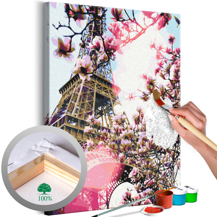 Malen nach Zahlen-Bild für Erwachsene Eiffel Tower and Magnolia Tree 138488