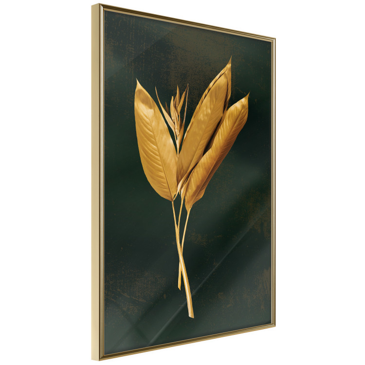Poster Golden Vegetation - Bouquet of Leaves on a Dark Green Background 145488 additionalImage 5