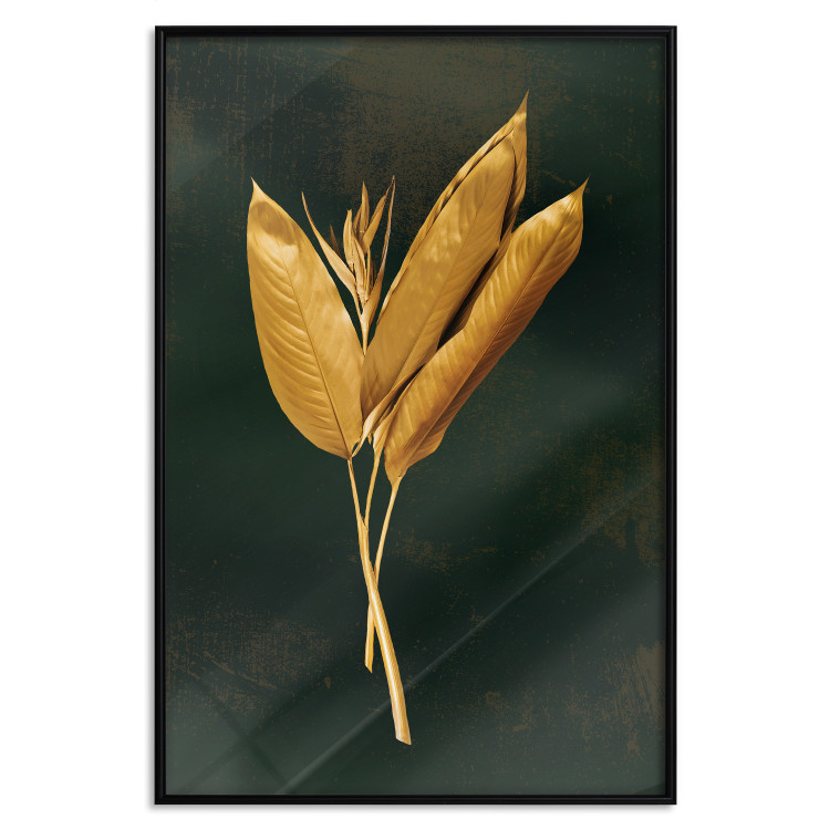 Poster Golden Vegetation - Bouquet of Leaves on a Dark Green Background 145488 additionalImage 20