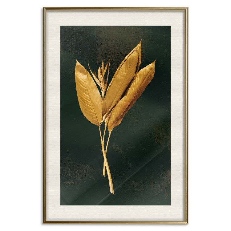 Poster Golden Vegetation - Bouquet of Leaves on a Dark Green Background 145488 additionalImage 27
