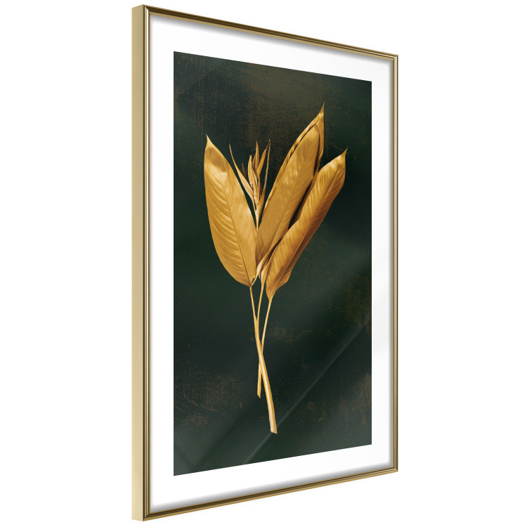 Poster Golden Vegetation - Bouquet of Leaves on a Dark Green Background 145488 additionalImage 9