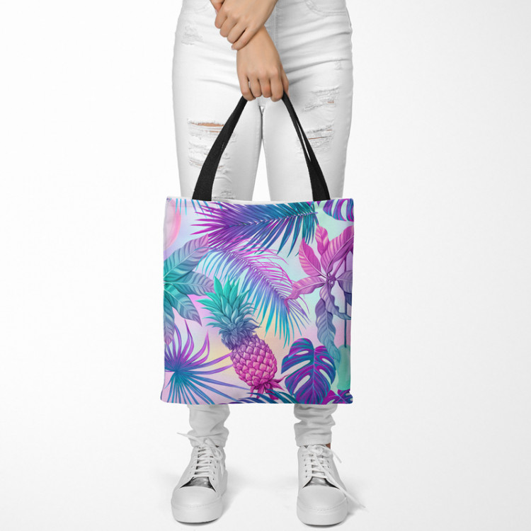 Shoppingväska Piña colada - neon graphic pattern with tropical flora 147488 additionalImage 2