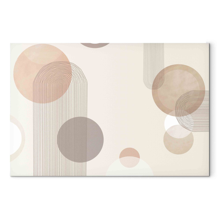 Canvastavla Fountain - Subtle Beige Abstraction With Brown Circles