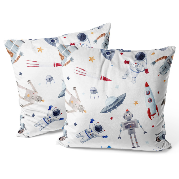Kissen Velours Space Toys - Rockets and Astronauts Among the Stars on a White Background 151388 additionalImage 4