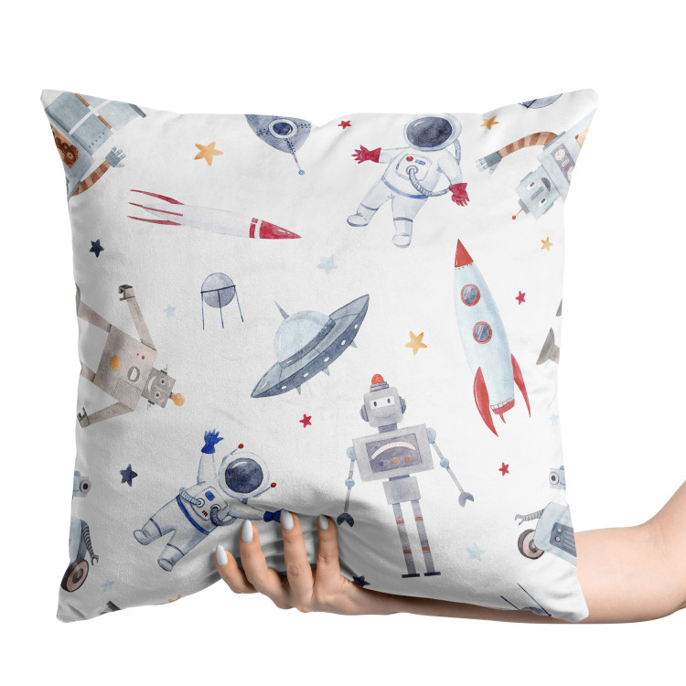 Kissen Velours Space Toys - Rockets and Astronauts Among the Stars on a White Background 151388 additionalImage 2