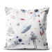 Kissen Velours Space Toys - Rockets and Astronauts Among the Stars on a White Background 151388