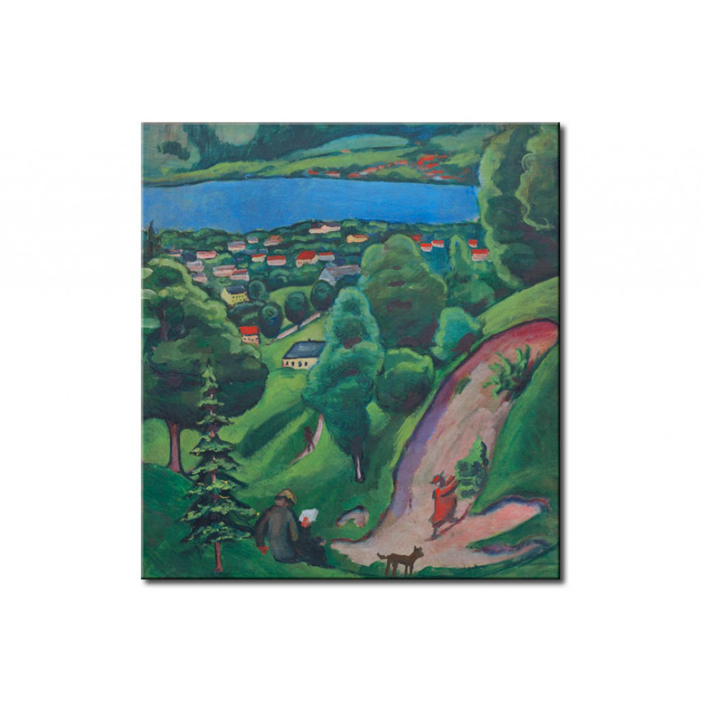 Schilderij  August Macke: Landscape Near Lake Tegern