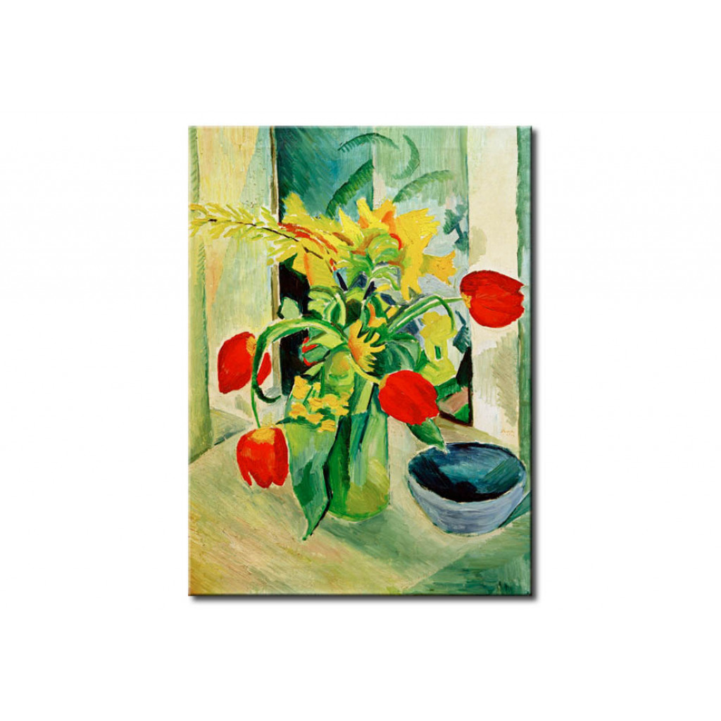 Schilderij  August Macke: Stilleben Mit Tulpen