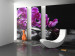 Wall Mural Moment of Relaxation - Orchid Flowers on Zen Stones on a Black Background 60188