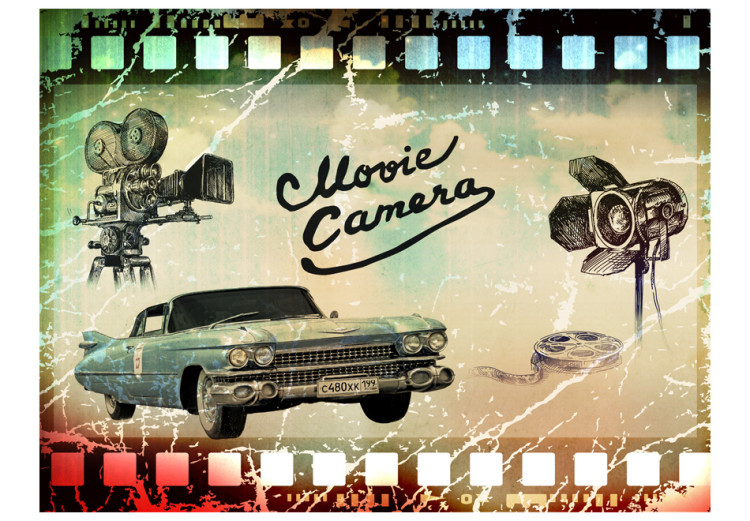 Fotomural No Caminho para Hollywood - design cinematográfico em filme retrô com carros 61088 additionalImage 1