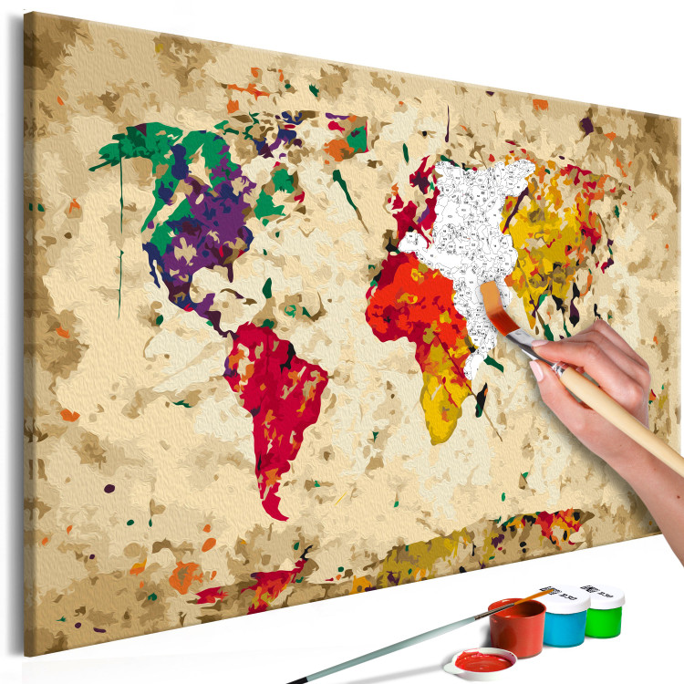 Tableau à peindre soi-même Carte du monde (taches colorée) 107498 additionalImage 3