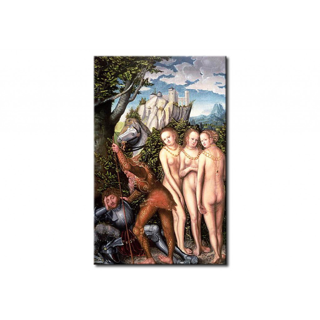 Schilderij  Lucas Cranach De Oudere: The God Mercury Waking Paris To Judge The Contest Of The Golden Apple