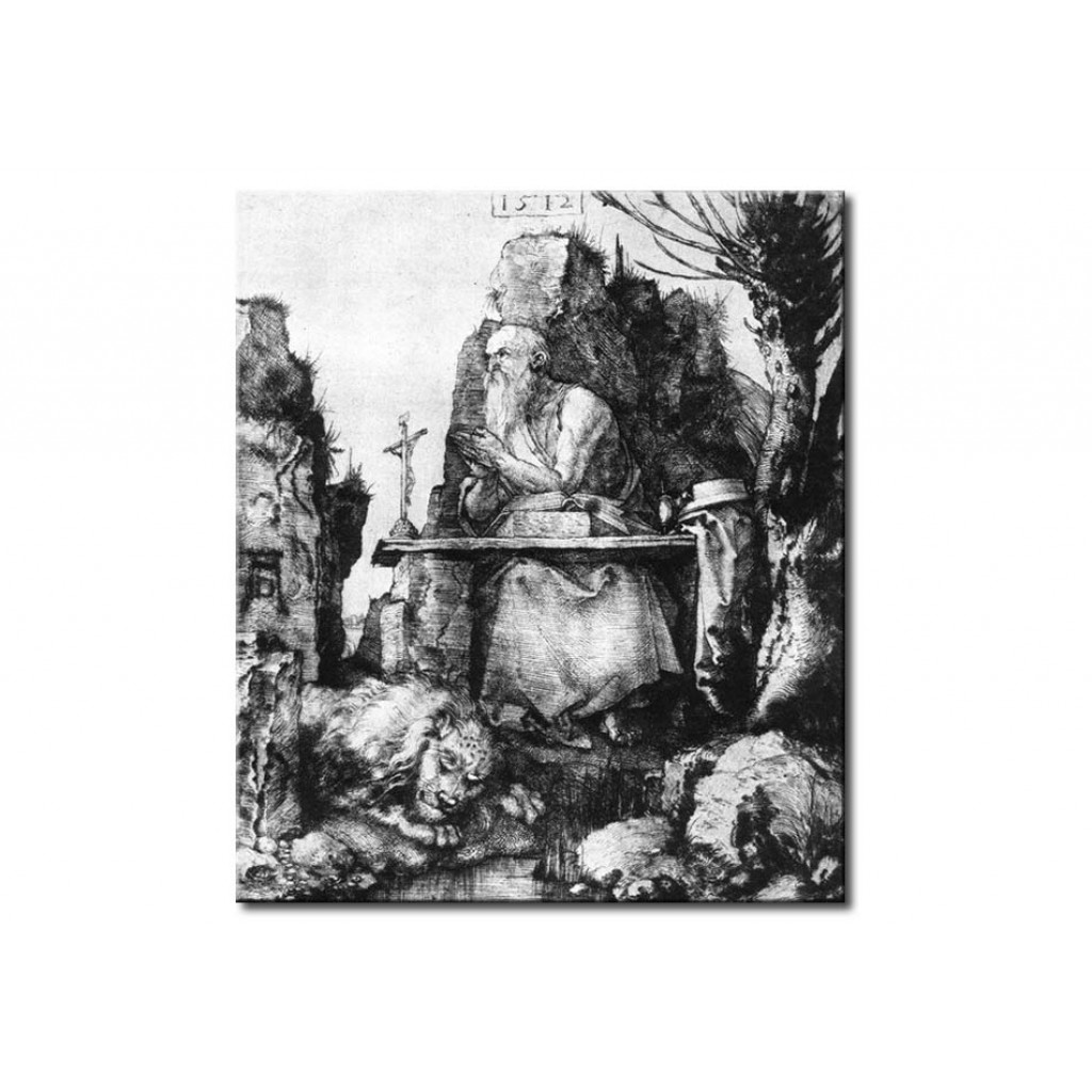 Schilderij  Albrecht Dürer: St. Jerome Next To A Willow Tree