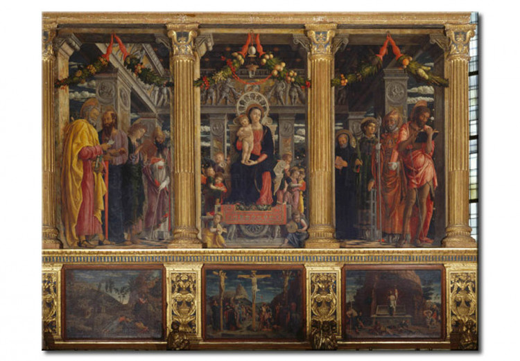 Riproduzione quadro Mary with the Child, angels & Saints / scene from the Passion 113598