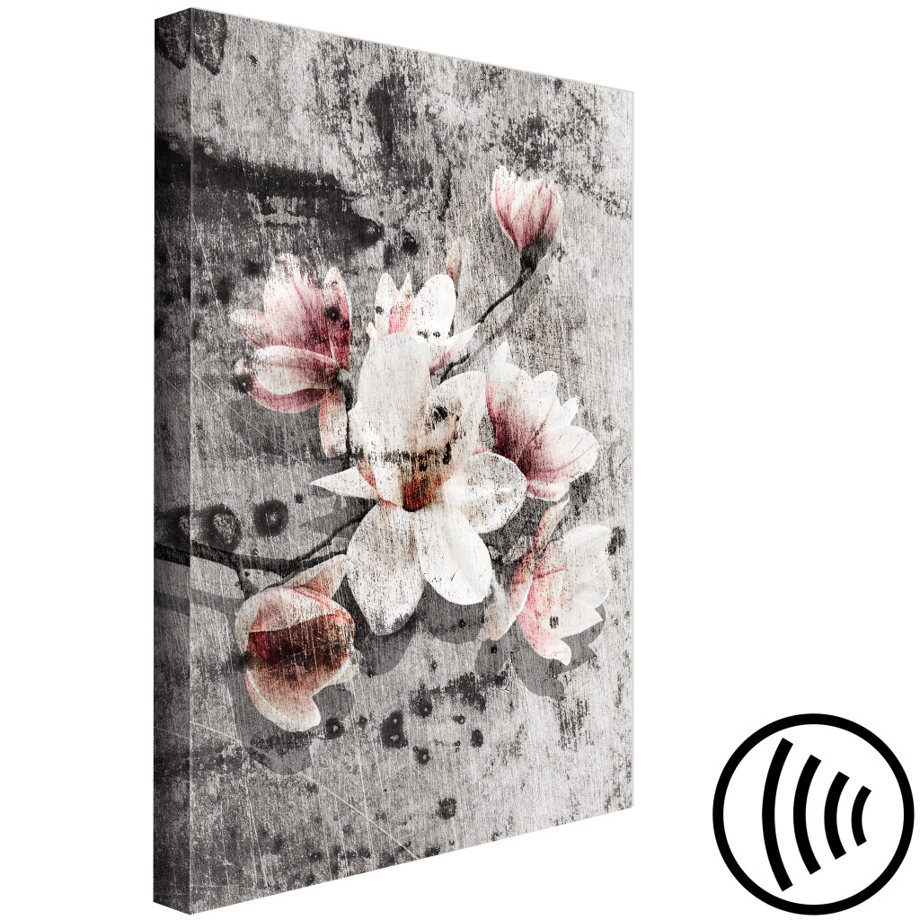 Schilderij  Magnolias: Bloemen In Grijstinten (1-delig) - Magnolia's In Rustiek Licht