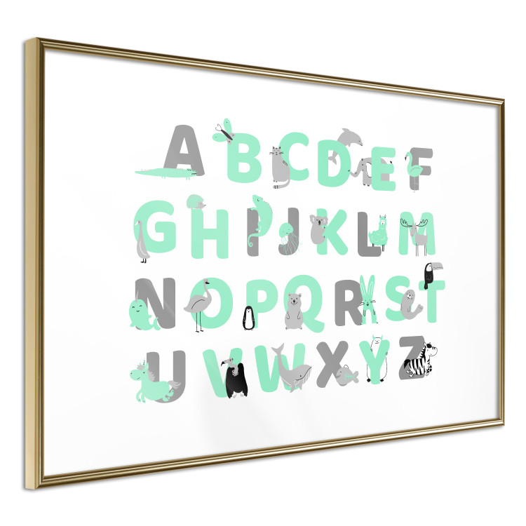 Poster English Alphabet for Children - Gray and Mint Letters with Animals 146498 additionalImage 6