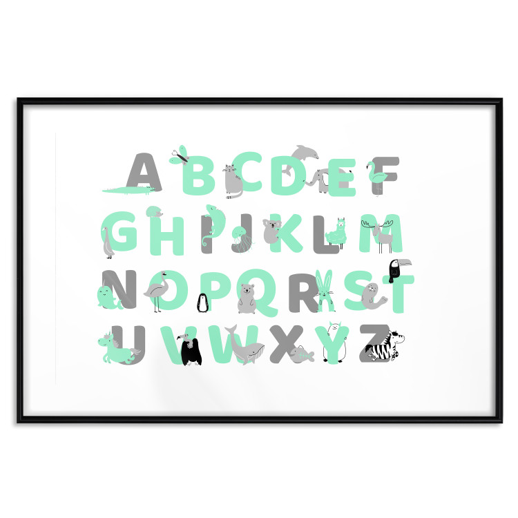 Poster English Alphabet for Children - Gray and Mint Letters with Animals 146498 additionalImage 15