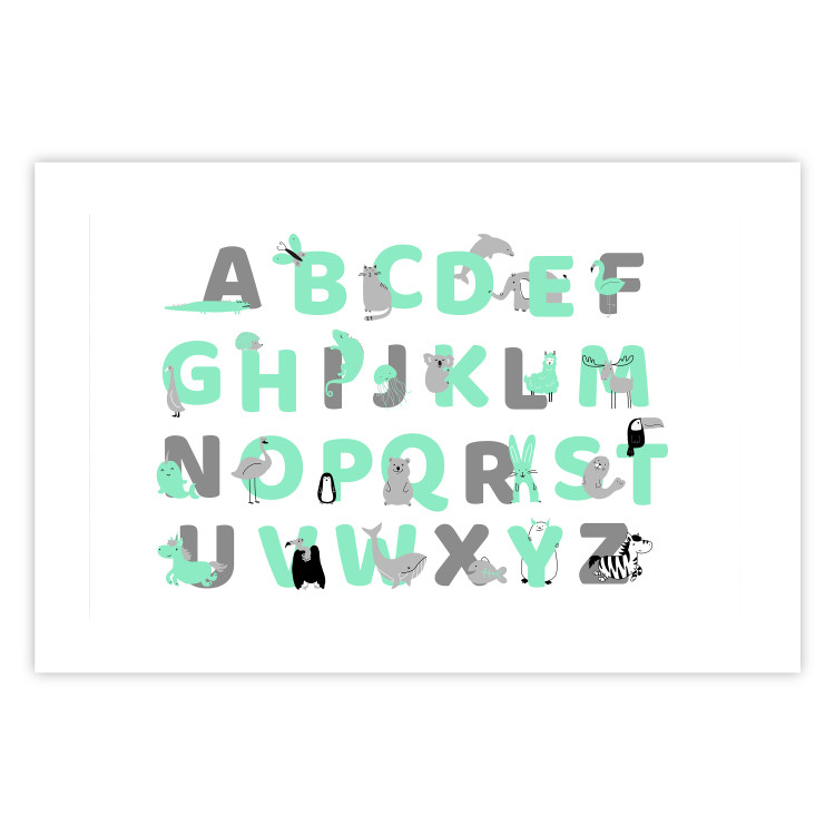Poster English Alphabet for Children - Gray and Mint Letters with Animals 146498 additionalImage 9