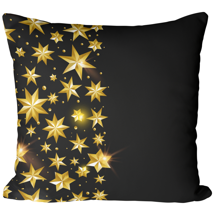 Decorative Velor Pillow Starry sky - golden motifs depicted on a dark background 148498