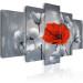 Canvas Print Uniqueness (5-piece) - gray floral motif with red poppy 46898 additionalThumb 2