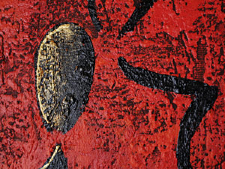 Canvastavla Möte av rött och brunt (4-del) - Abstraktion med figurer 47298 additionalImage 2