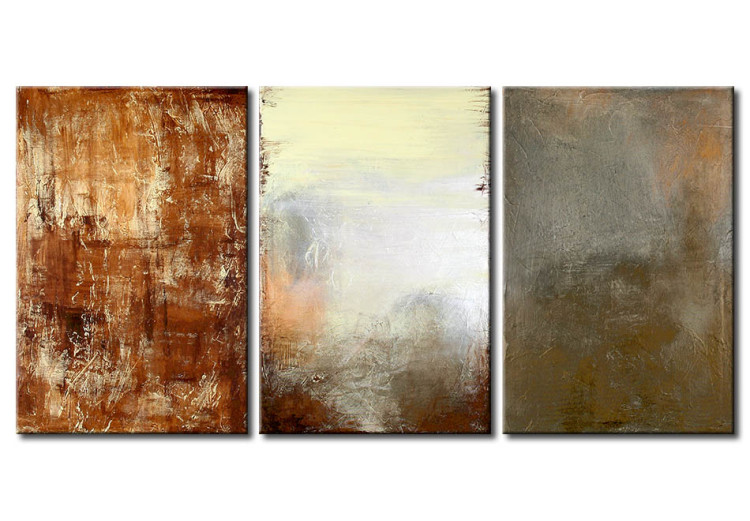 Toile déco Abstraction (3 pièces) - fantaisie en nuances de brun 47998