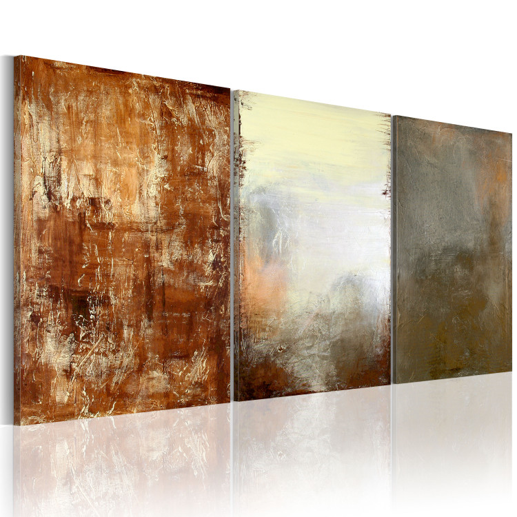 Canvas Art Print Abstraction (3-piece) - Brown fantasy with a shimmer 47998 additionalImage 2