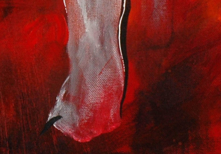Cuadro moderno Bulldog oscuro y triste - retrato abstracto de perro sobre fondo rojo 49498 additionalImage 3