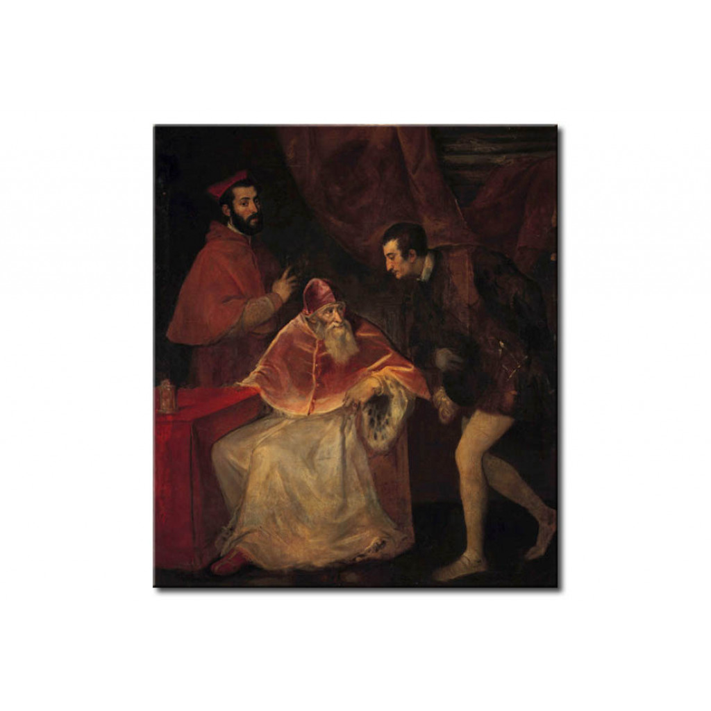 Reprodukcja Obrazu Paul III With His Nephews Alessandro And Ottavio Farnese