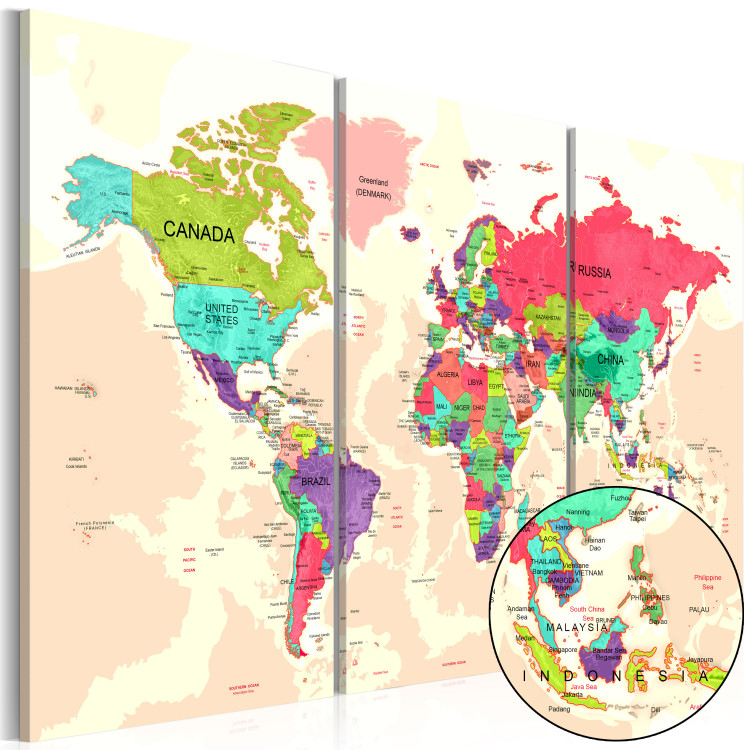 Leinwandbild World Map: Geography of Colours 92098 additionalImage 2