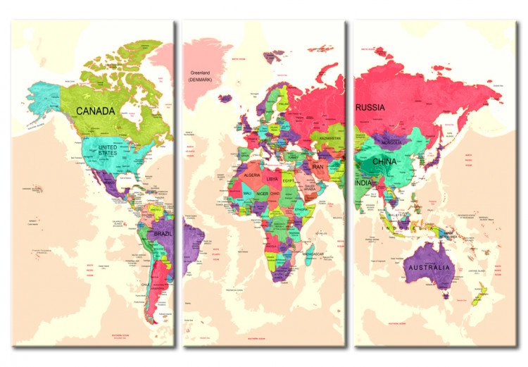 Leinwandbild World Map: Geography of Colours