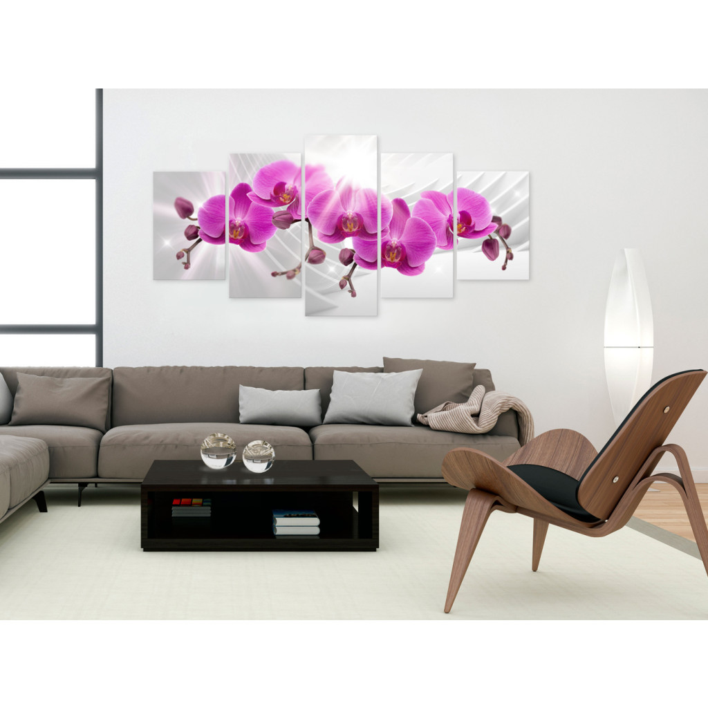 Schilderij  Orchideeën: Abstract Garden: Pink Orchids