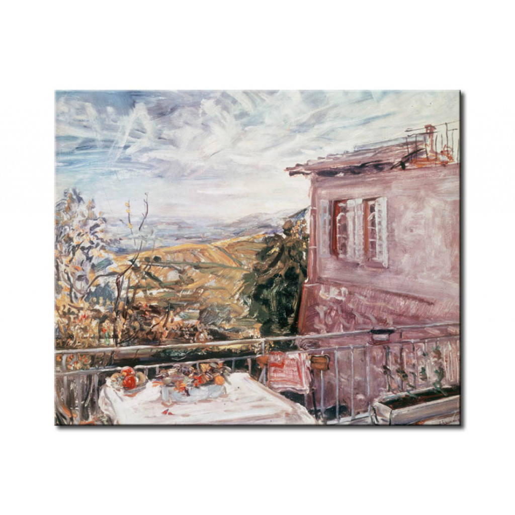 Schilderij  Max Slevogt: Landschaft Neukastel, Mit Stilleben Auf Der Terrasse