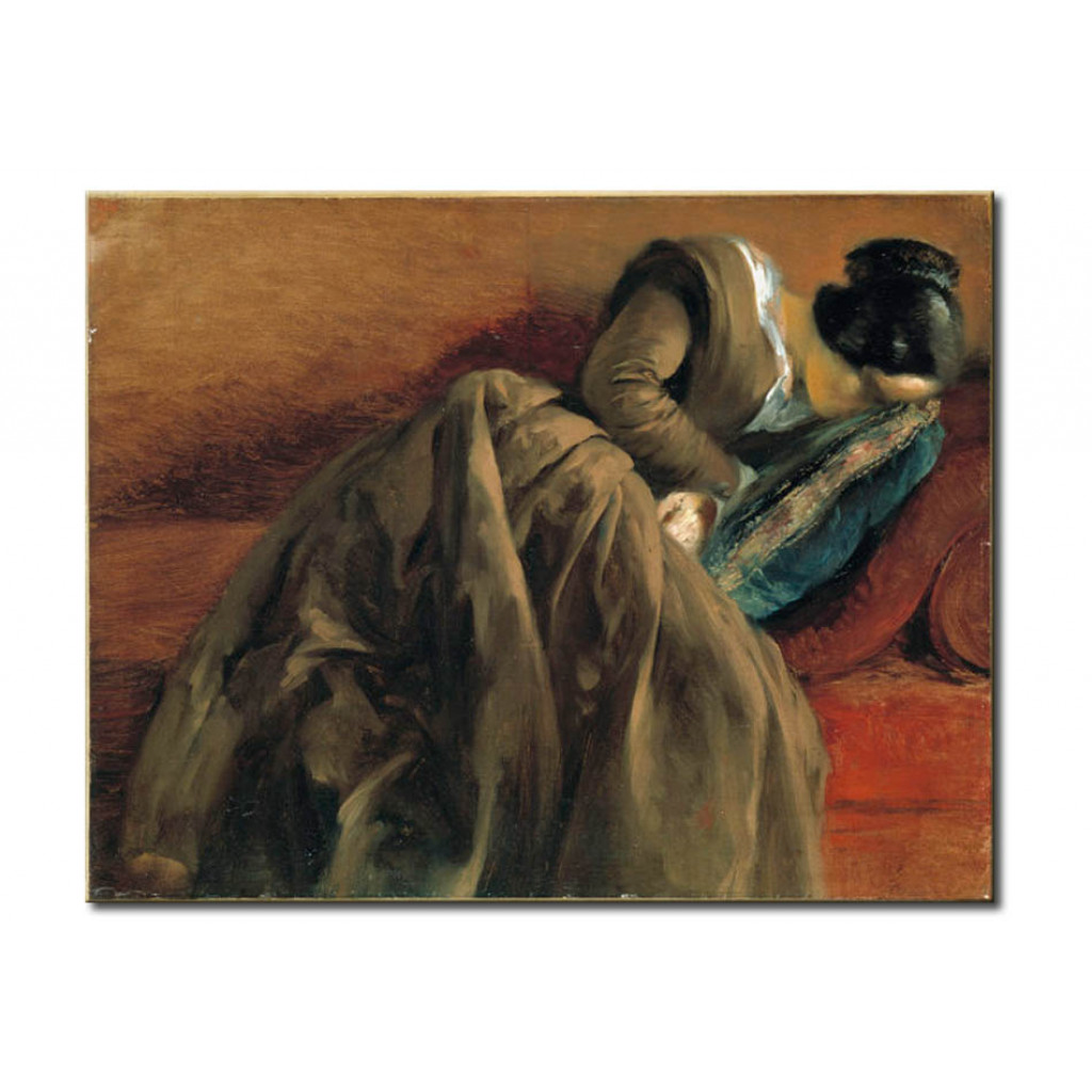 Schilderij  Adolph Von Menzel: The Sister Of The Artist, Asleep